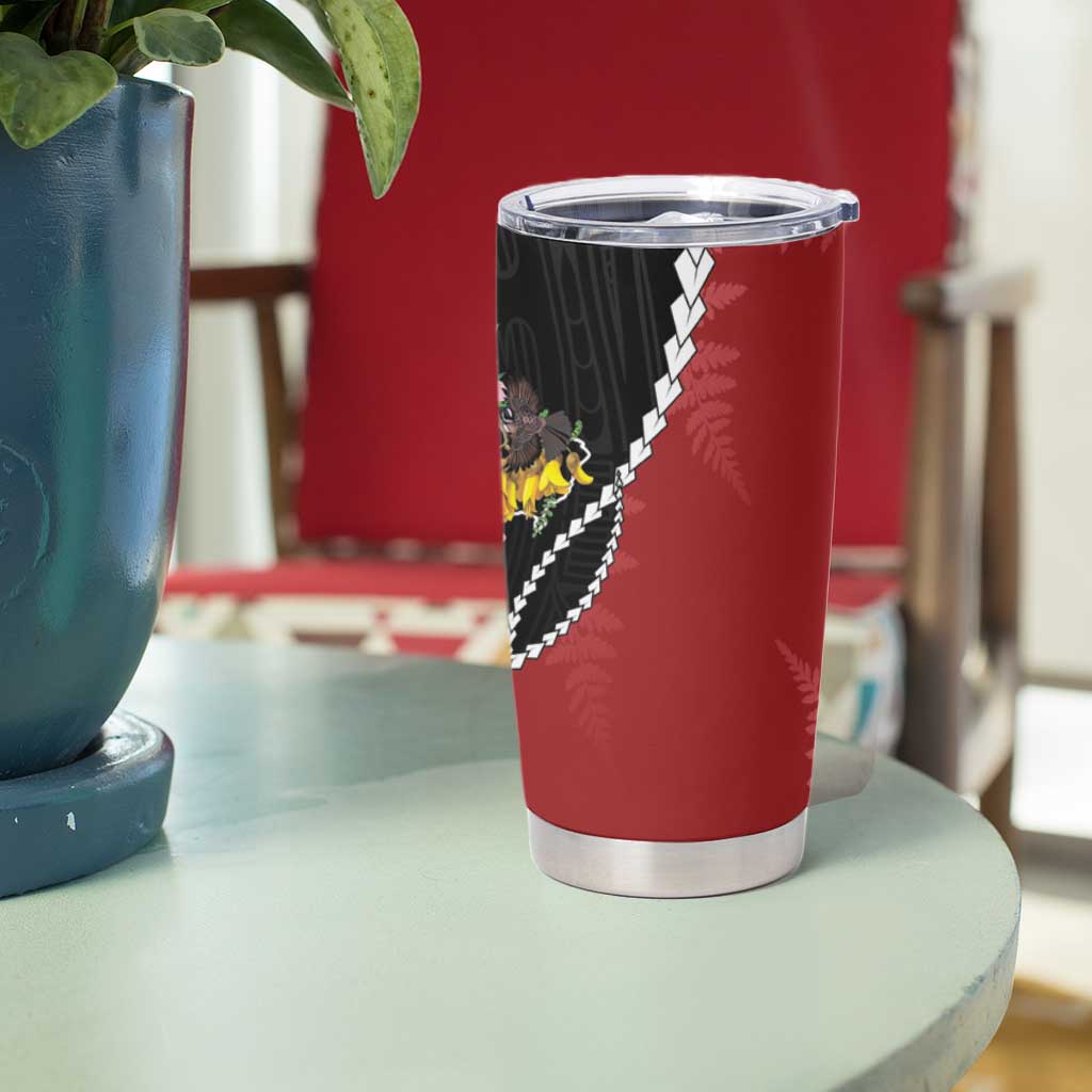New Zealand Christmas Tumbler Cup Flora Map with Birds - Aussie Hoodie