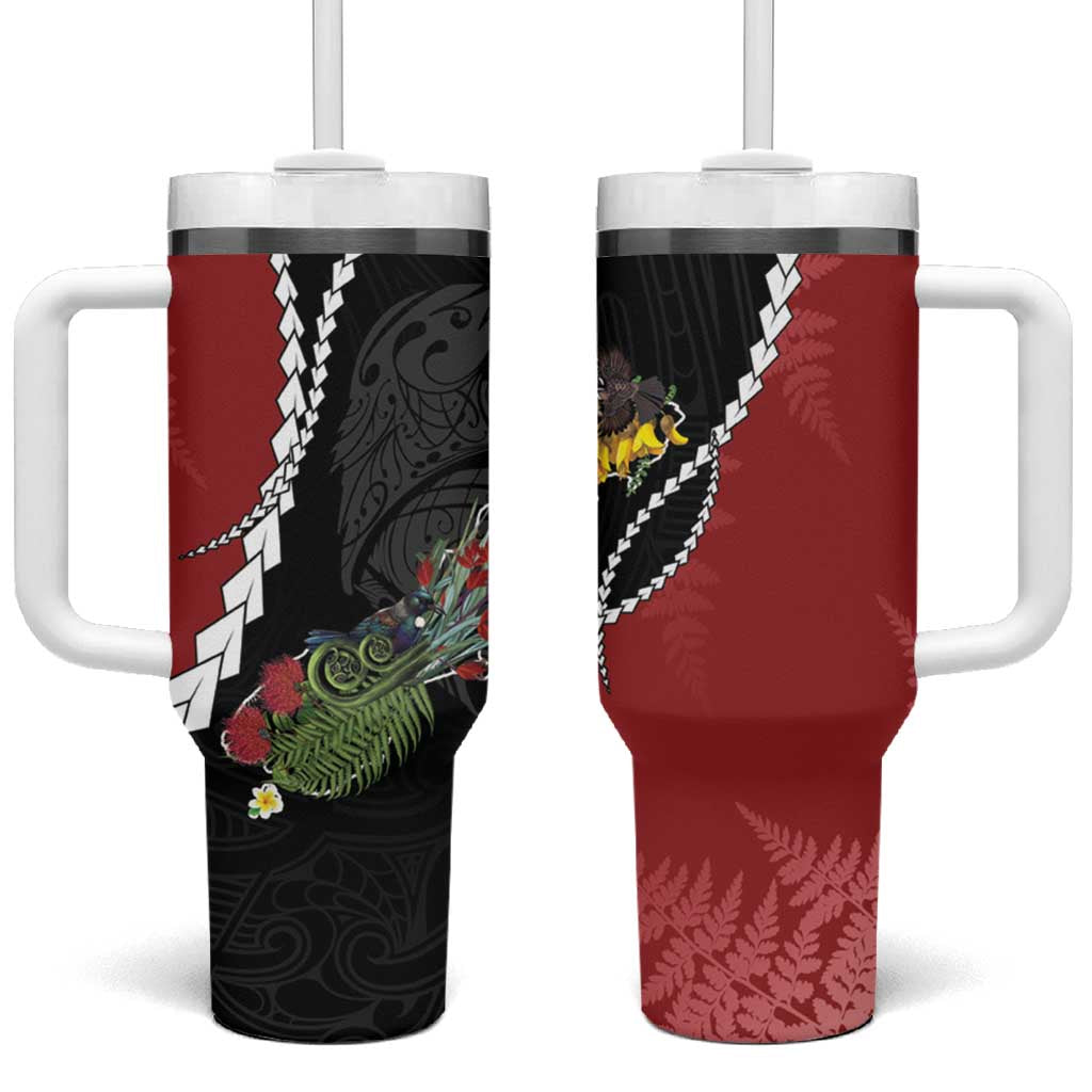 New Zealand Christmas Tumbler With Handle Flora Map with Birds - Aussie Hoodie