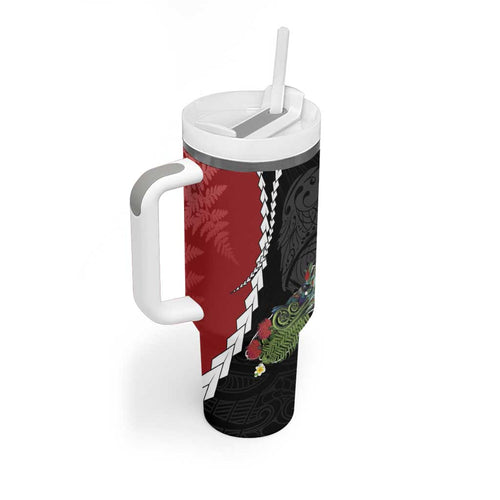 New Zealand Christmas Tumbler With Handle Flora Map with Birds - Aussie Hoodie