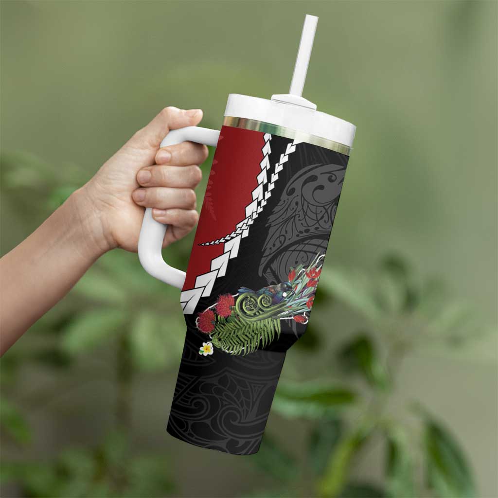 New Zealand Christmas Tumbler With Handle Flora Map with Birds - Aussie Hoodie