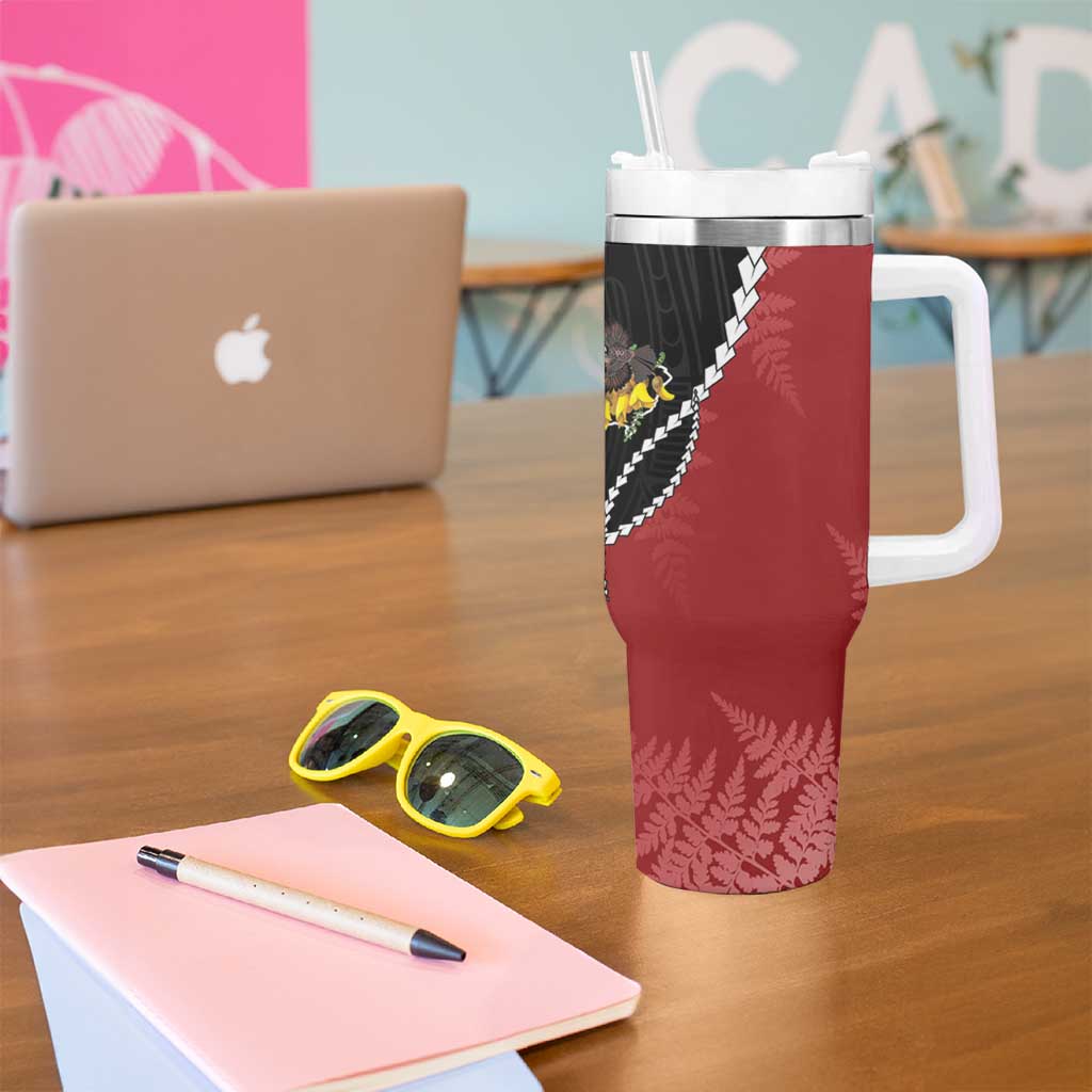New Zealand Christmas Tumbler With Handle Flora Map with Birds - Aussie Hoodie