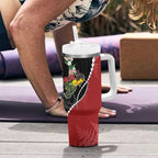 New Zealand Christmas Tumbler With Handle Flora Map with Birds - Aussie Hoodie