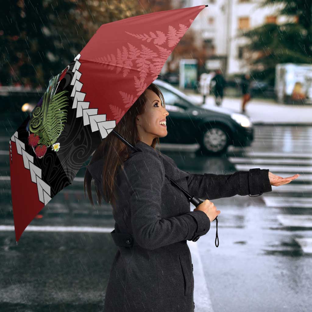 New Zealand Christmas Umbrella Flora Map with Birds - Aussie Hoodie