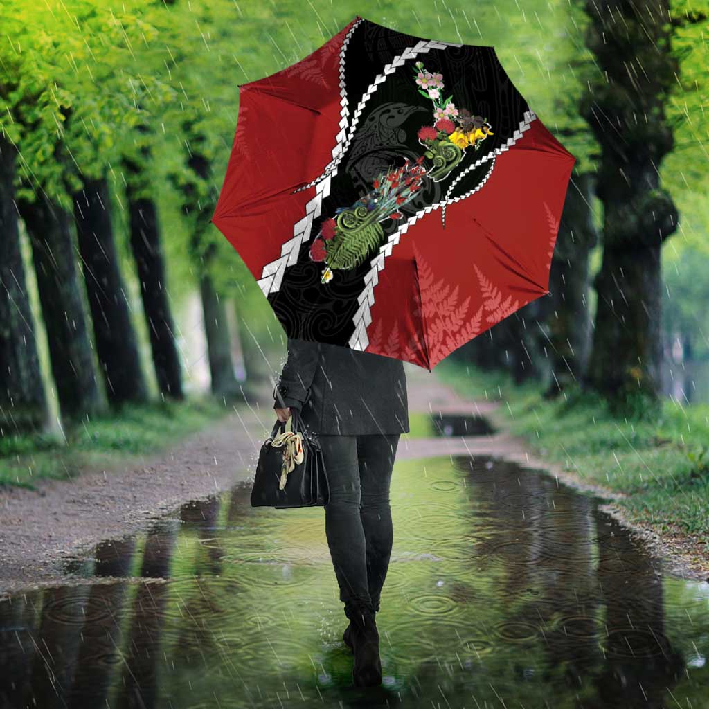 New Zealand Christmas Umbrella Flora Map with Birds - Aussie Hoodie