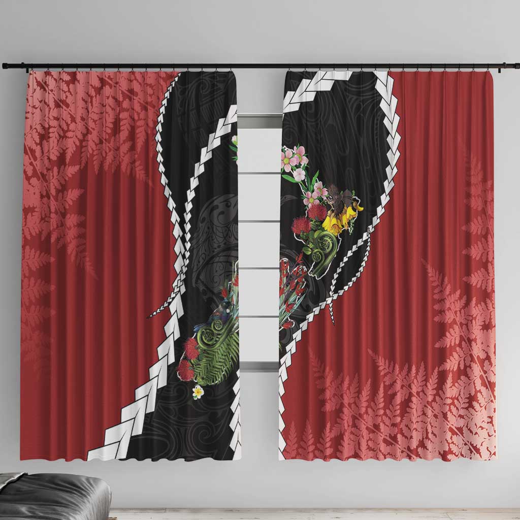 New Zealand Christmas Window Curtain Flora Map with Birds - Aussie Hoodie