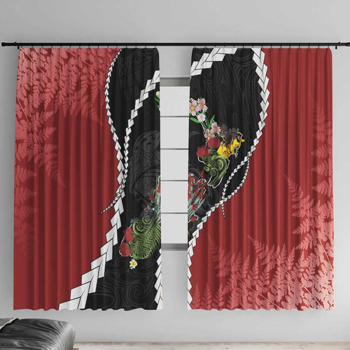 New Zealand Christmas Window Curtain Flora Map with Birds - Aussie Hoodie