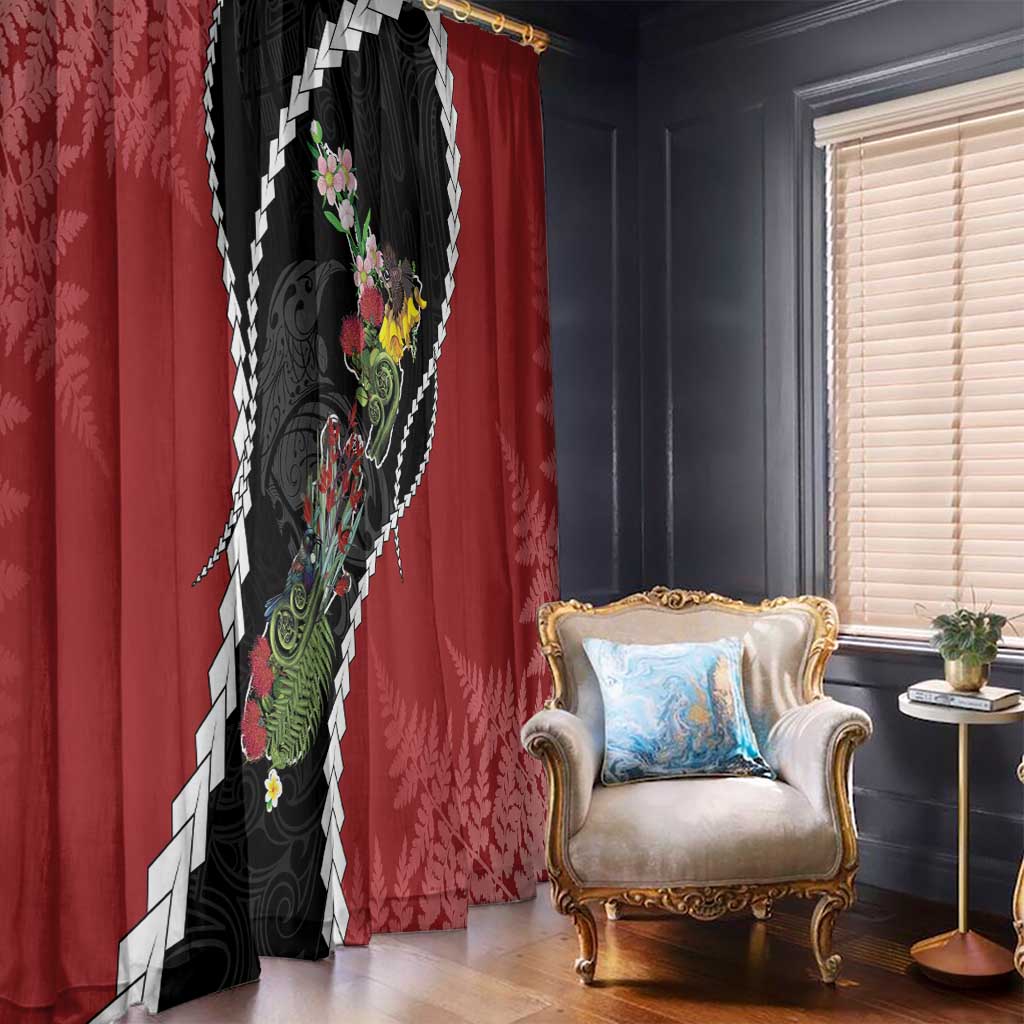 New Zealand Christmas Window Curtain Flora Map with Birds - Aussie Hoodie