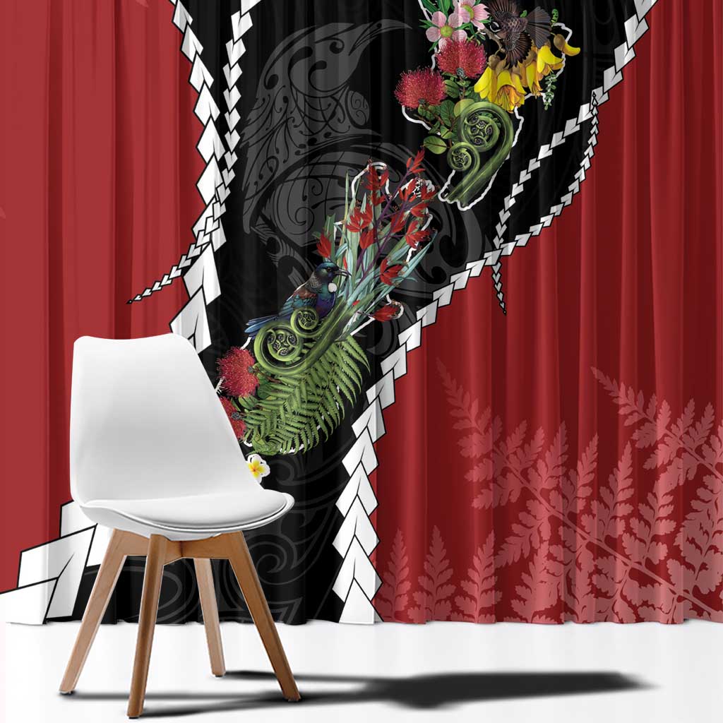 New Zealand Christmas Window Curtain Flora Map with Birds - Aussie Hoodie