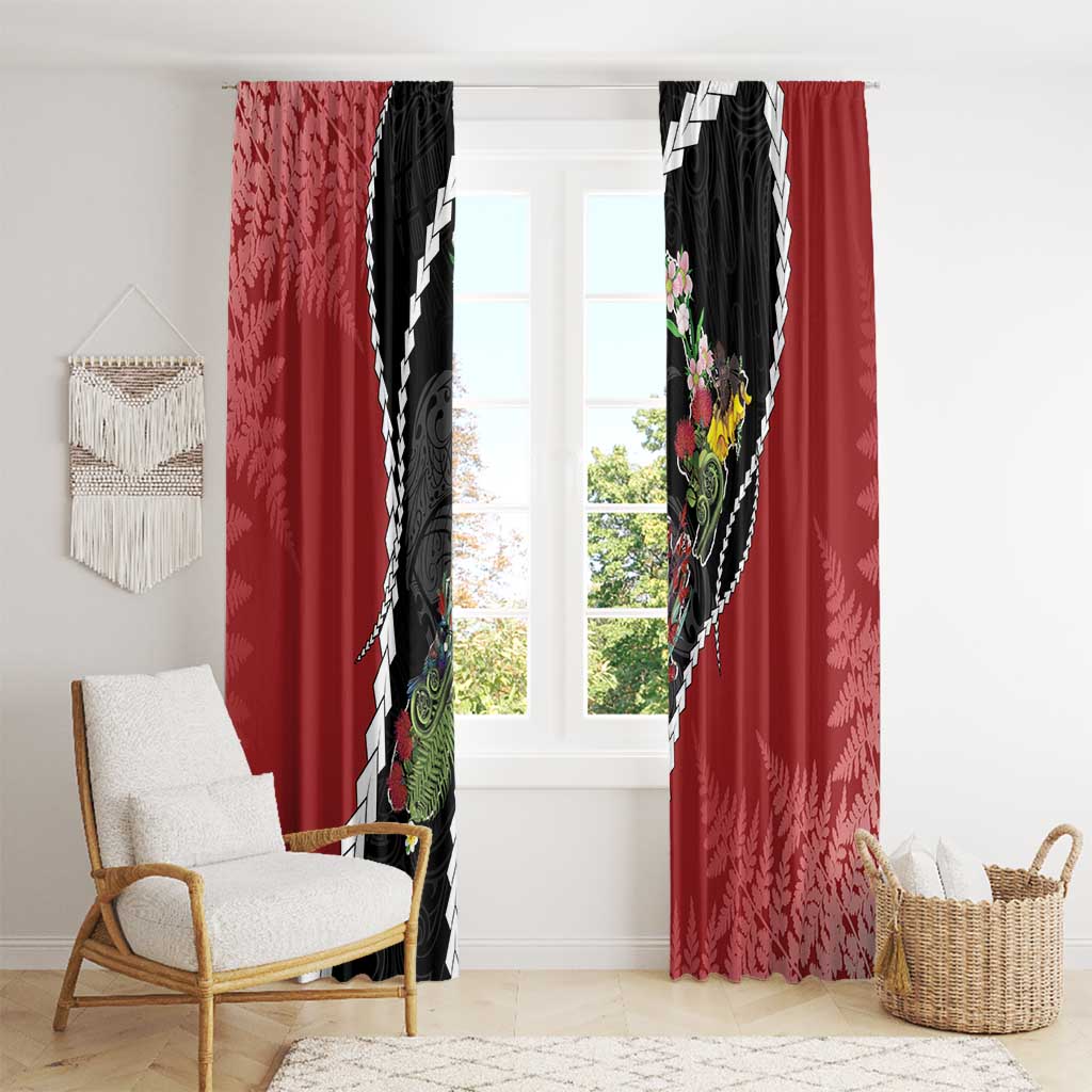 New Zealand Christmas Window Curtain Flora Map with Birds - Aussie Hoodie