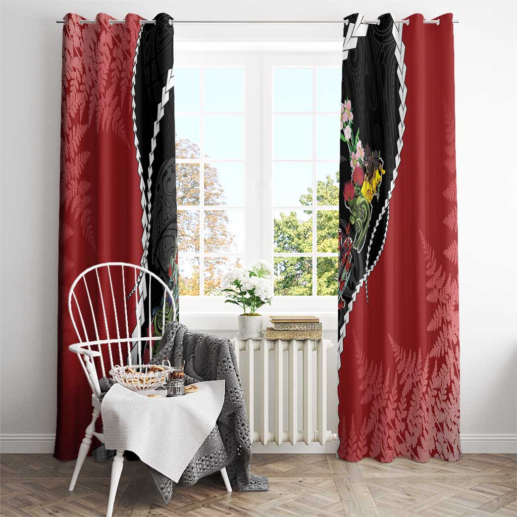 New Zealand Christmas Window Curtain Flora Map with Birds - Aussie Hoodie