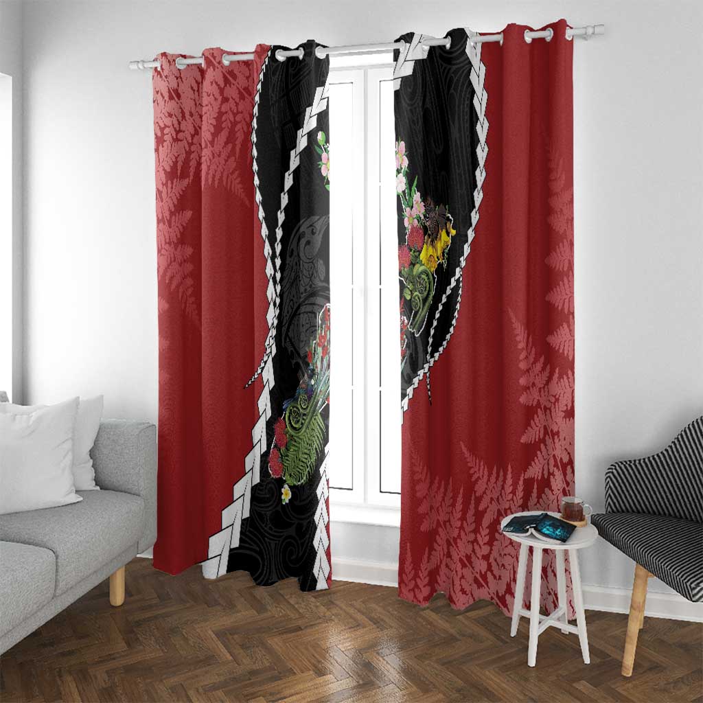 New Zealand Christmas Window Curtain Flora Map with Birds - Aussie Hoodie