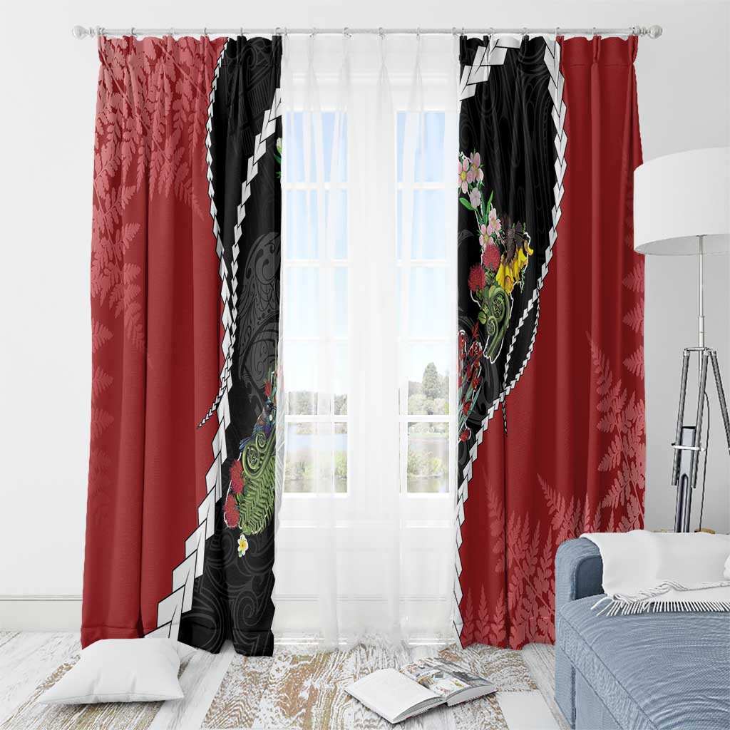 New Zealand Christmas Window Curtain Flora Map with Birds - Aussie Hoodie