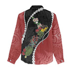 New Zealand Christmas Women Casual Shirt Flora Map with Birds - Aussie Hoodie