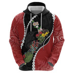 New Zealand Christmas Zip Hoodie Flora Map with Birds - Aussie Hoodie
