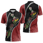 New Zealand Christmas Zipper Polo Shirt Flora Map with Birds - Aussie Hoodie