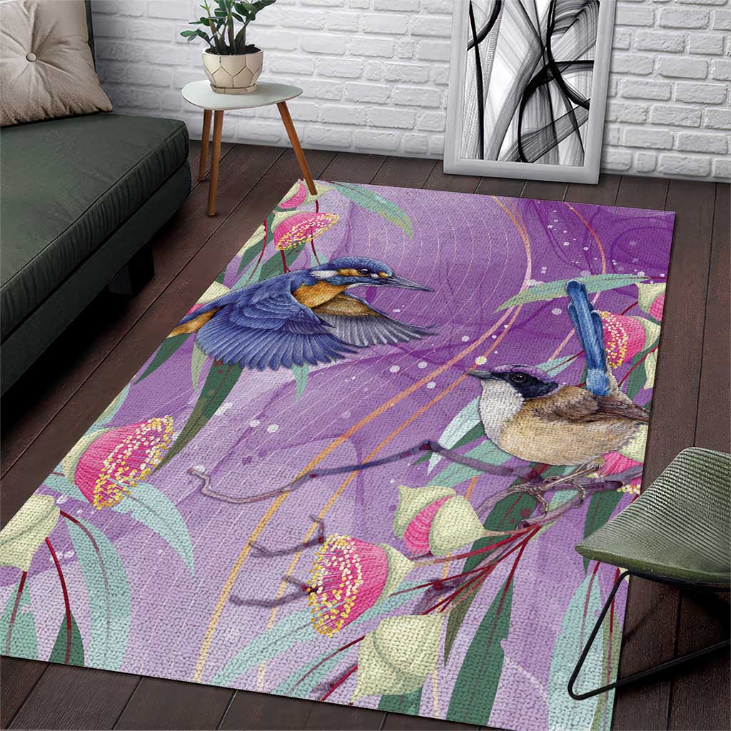 Australia Epilepsy Awareness Area Rug Purple Fairy Wren with Eucalyptus Flowers - Aussie Hoodie