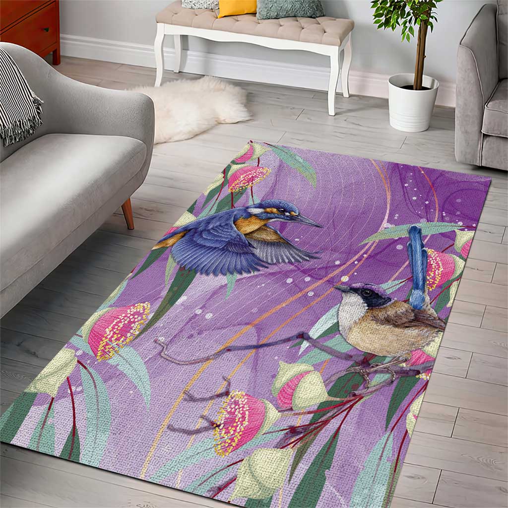 Australia Epilepsy Awareness Area Rug Purple Fairy Wren with Eucalyptus Flowers - Aussie Hoodie