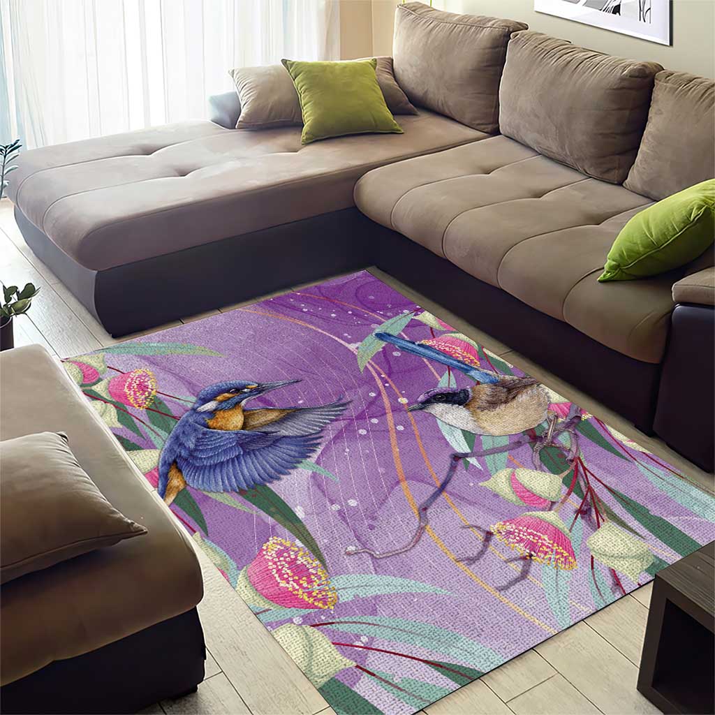 Australia Epilepsy Awareness Area Rug Purple Fairy Wren with Eucalyptus Flowers - Aussie Hoodie