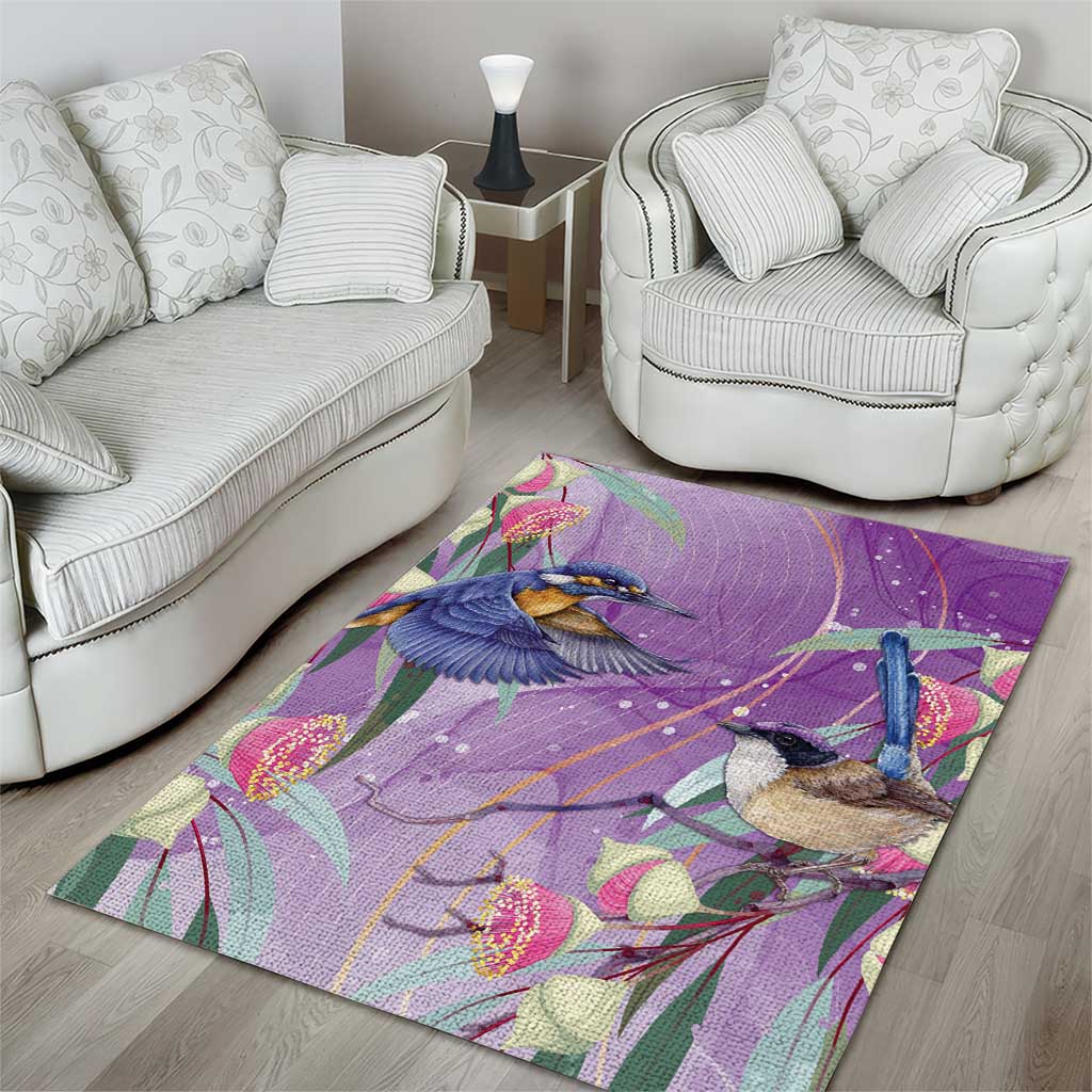 Australia Epilepsy Awareness Area Rug Purple Fairy Wren with Eucalyptus Flowers - Aussie Hoodie