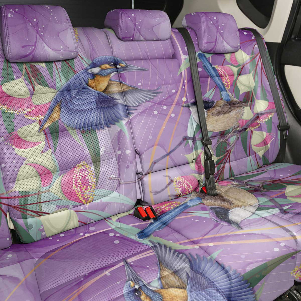Australia Epilepsy Awareness Back Car Seat Cover Purple Fairy Wren with Eucalyptus Flowers - Aussie Hoodie