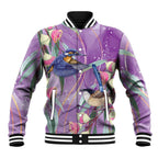 Australia Epilepsy Awareness Baseball Jacket Purple Fairy Wren with Eucalyptus Flowers - Aussie Hoodie