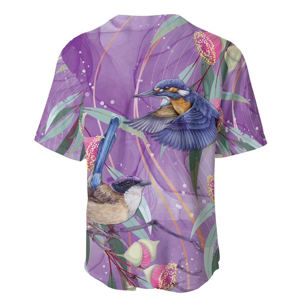 Australia Epilepsy Awareness Baseball Jersey Purple Fairy Wren with Eucalyptus Flowers - Aussie Hoodie