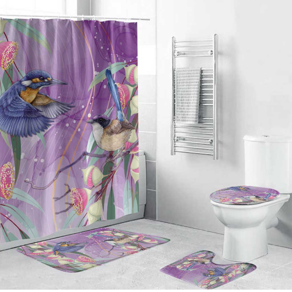 Australia Epilepsy Awareness Bathroom Set Purple Fairy Wren with Eucalyptus Flowers - Aussie Hoodie