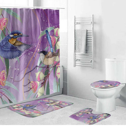 Australia Epilepsy Awareness Bathroom Set Purple Fairy Wren with Eucalyptus Flowers - Aussie Hoodie