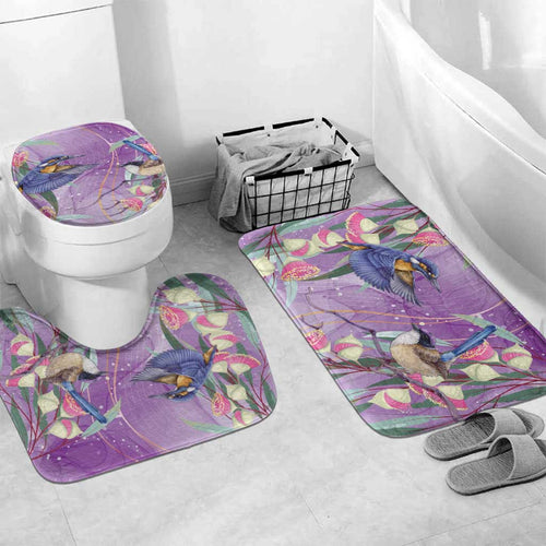 Australia Epilepsy Awareness Bathroom Set Purple Fairy Wren with Eucalyptus Flowers - Aussie Hoodie