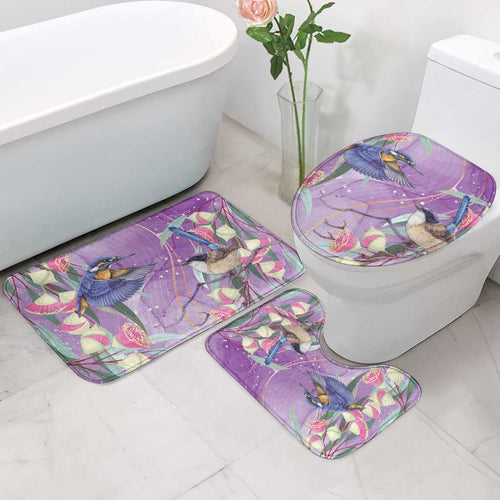 Australia Epilepsy Awareness Bathroom Set Purple Fairy Wren with Eucalyptus Flowers - Aussie Hoodie