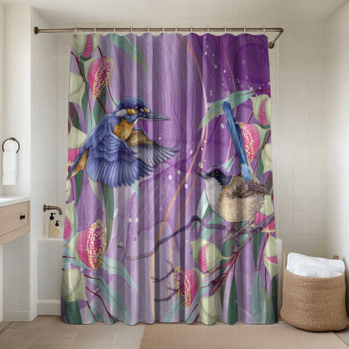 Australia Epilepsy Awareness Bathroom Set Purple Fairy Wren with Eucalyptus Flowers - Aussie Hoodie