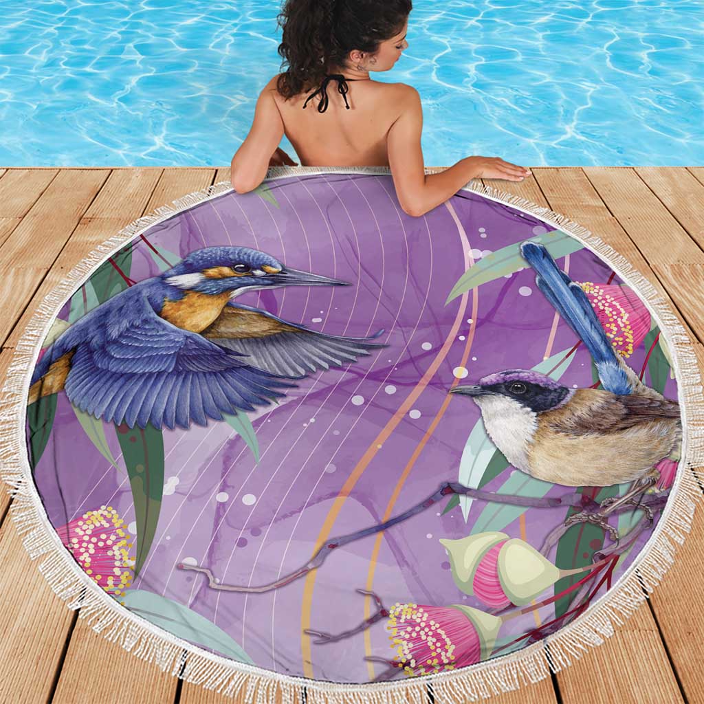 Australia Epilepsy Awareness Beach Blanket Purple Fairy Wren with Eucalyptus Flowers - Aussie Hoodie