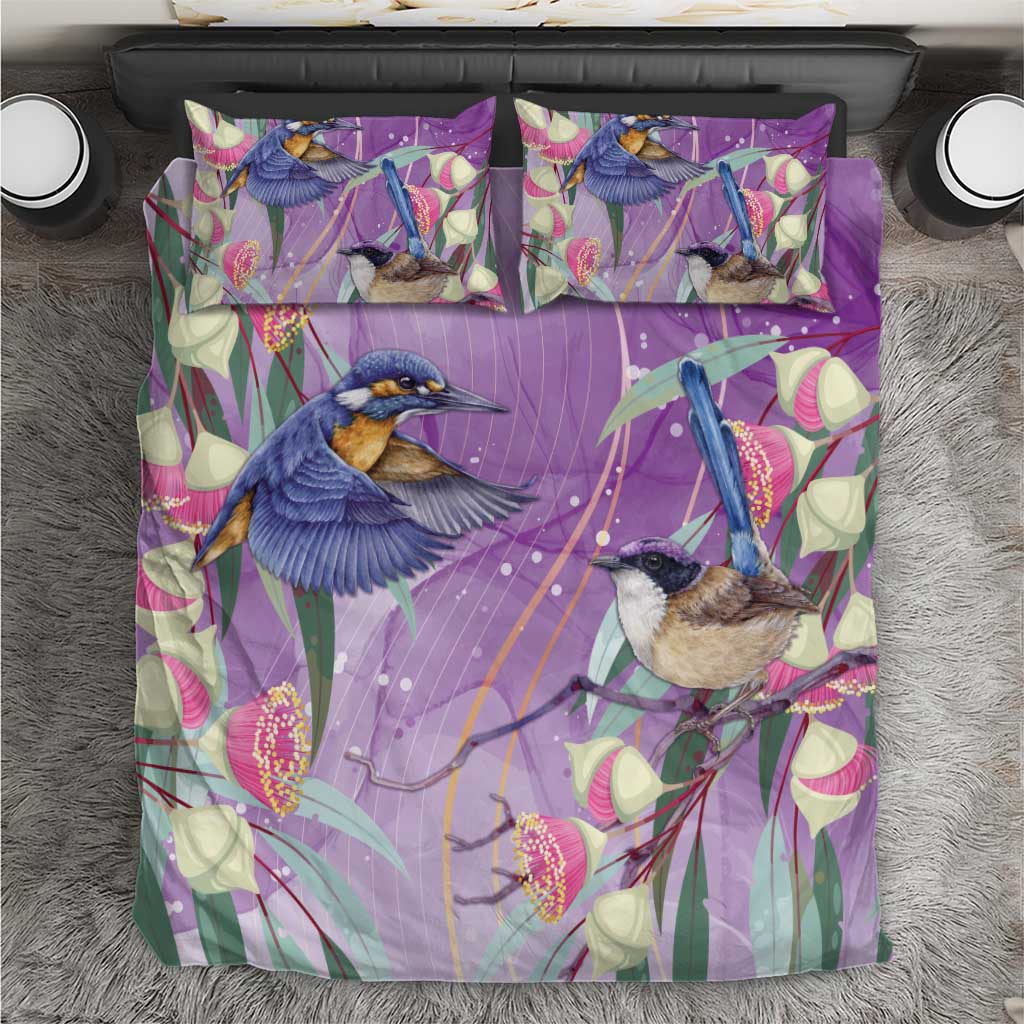 Australia Epilepsy Awareness Bedding Set Purple Fairy Wren with Eucalyptus Flowers - Aussie Hoodie