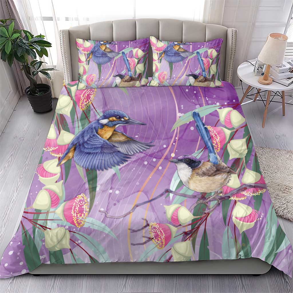 Australia Epilepsy Awareness Bedding Set Purple Fairy Wren with Eucalyptus Flowers - Aussie Hoodie