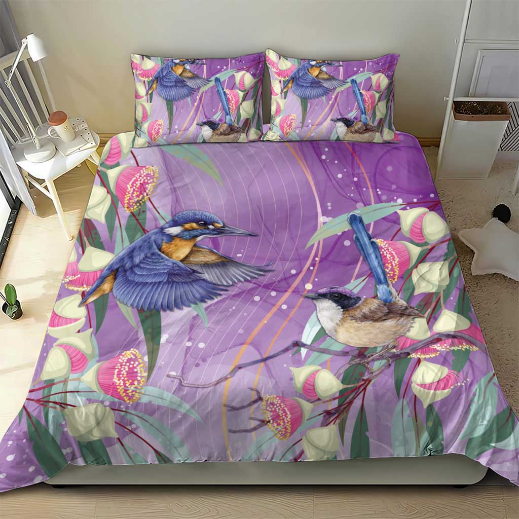 Australia Epilepsy Awareness Bedding Set Purple Fairy Wren with Eucalyptus Flowers - Aussie Hoodie