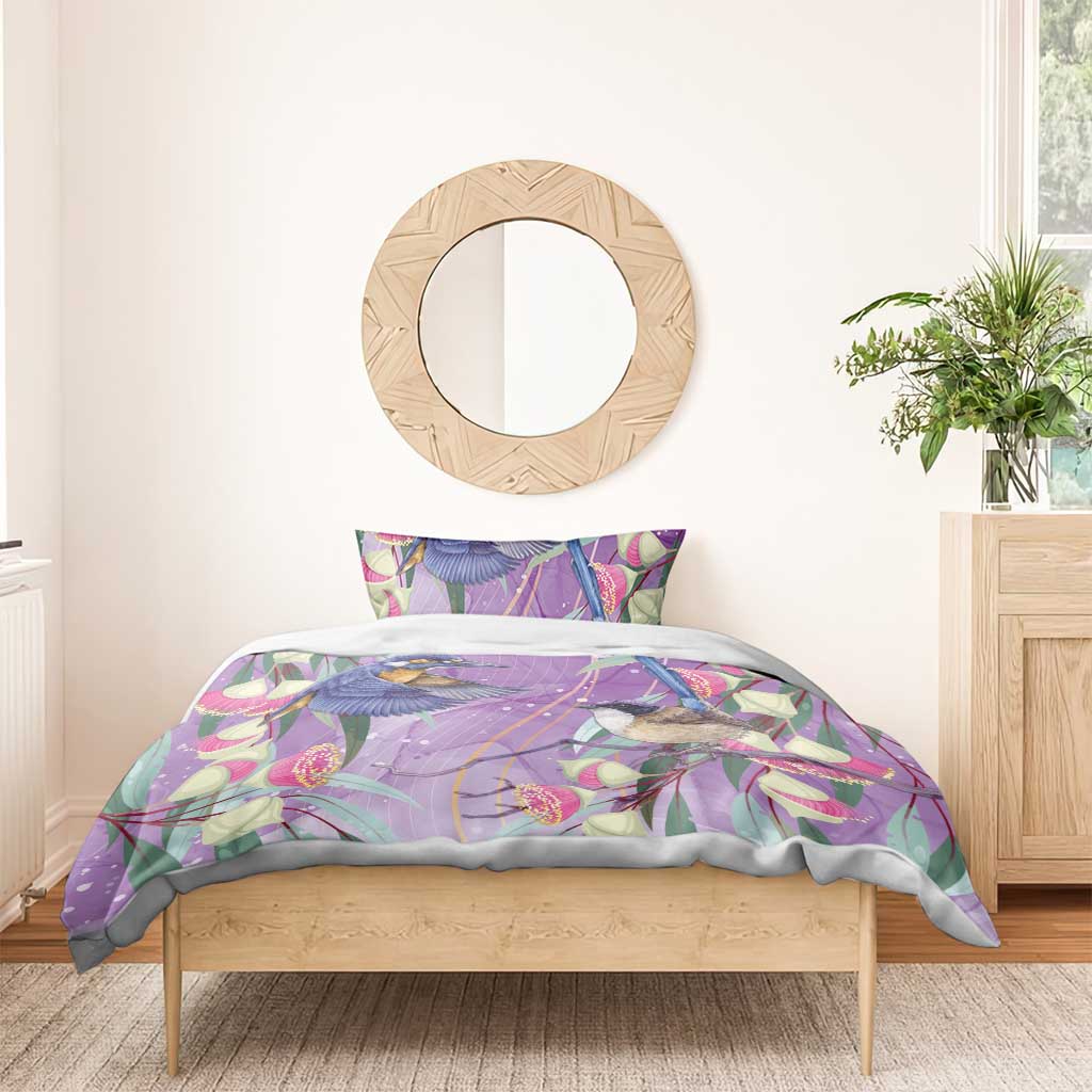 Australia Epilepsy Awareness Bedding Set Purple Fairy Wren with Eucalyptus Flowers - Aussie Hoodie
