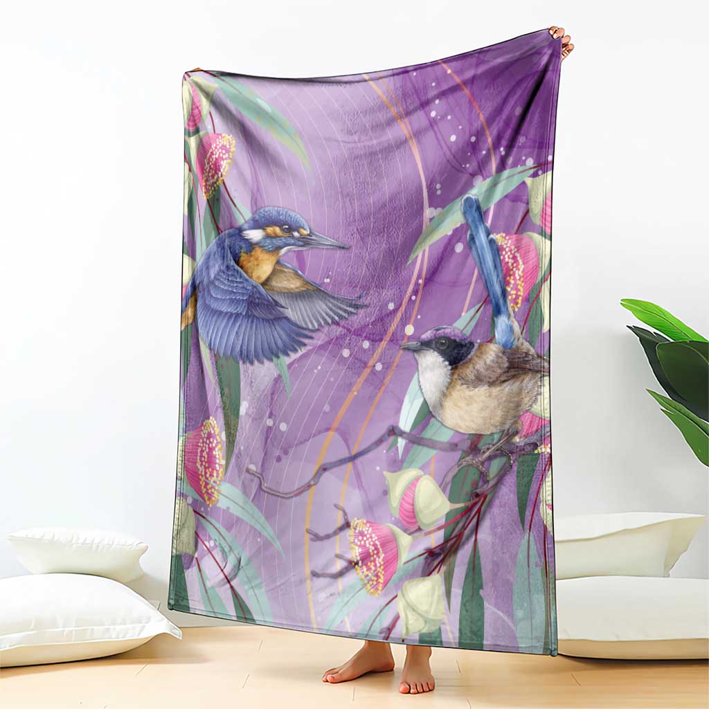 Australia Epilepsy Awareness Blanket Purple Fairy Wren with Eucalyptus Flowers - Aussie Hoodie
