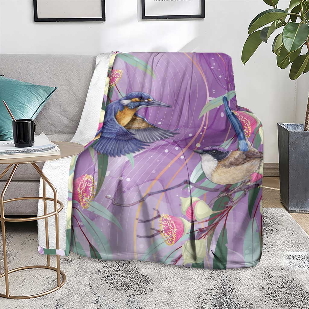 Australia Epilepsy Awareness Blanket Purple Fairy Wren with Eucalyptus Flowers - Aussie Hoodie