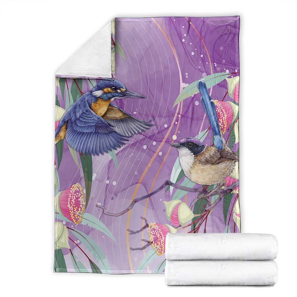 Australia Epilepsy Awareness Blanket Purple Fairy Wren with Eucalyptus Flowers - Aussie Hoodie