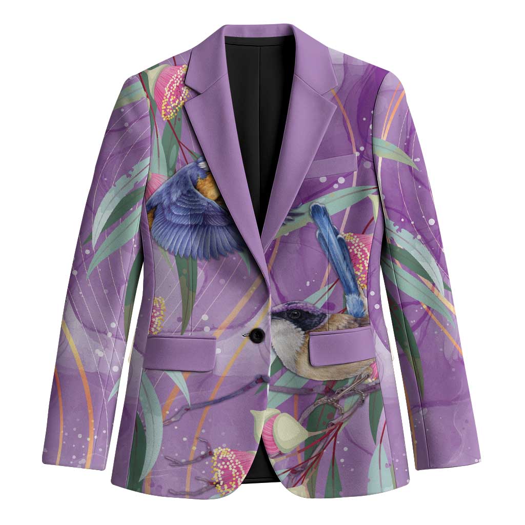Australia Epilepsy Awareness Blazer Purple Fairy Wren with Eucalyptus Flowers - Aussie Hoodie