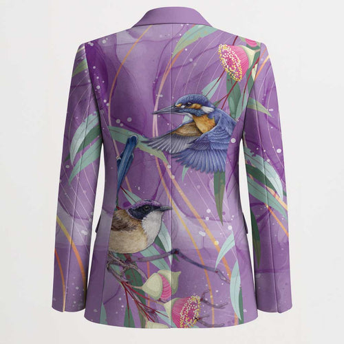 Australia Epilepsy Awareness Blazer Purple Fairy Wren with Eucalyptus Flowers - Aussie Hoodie