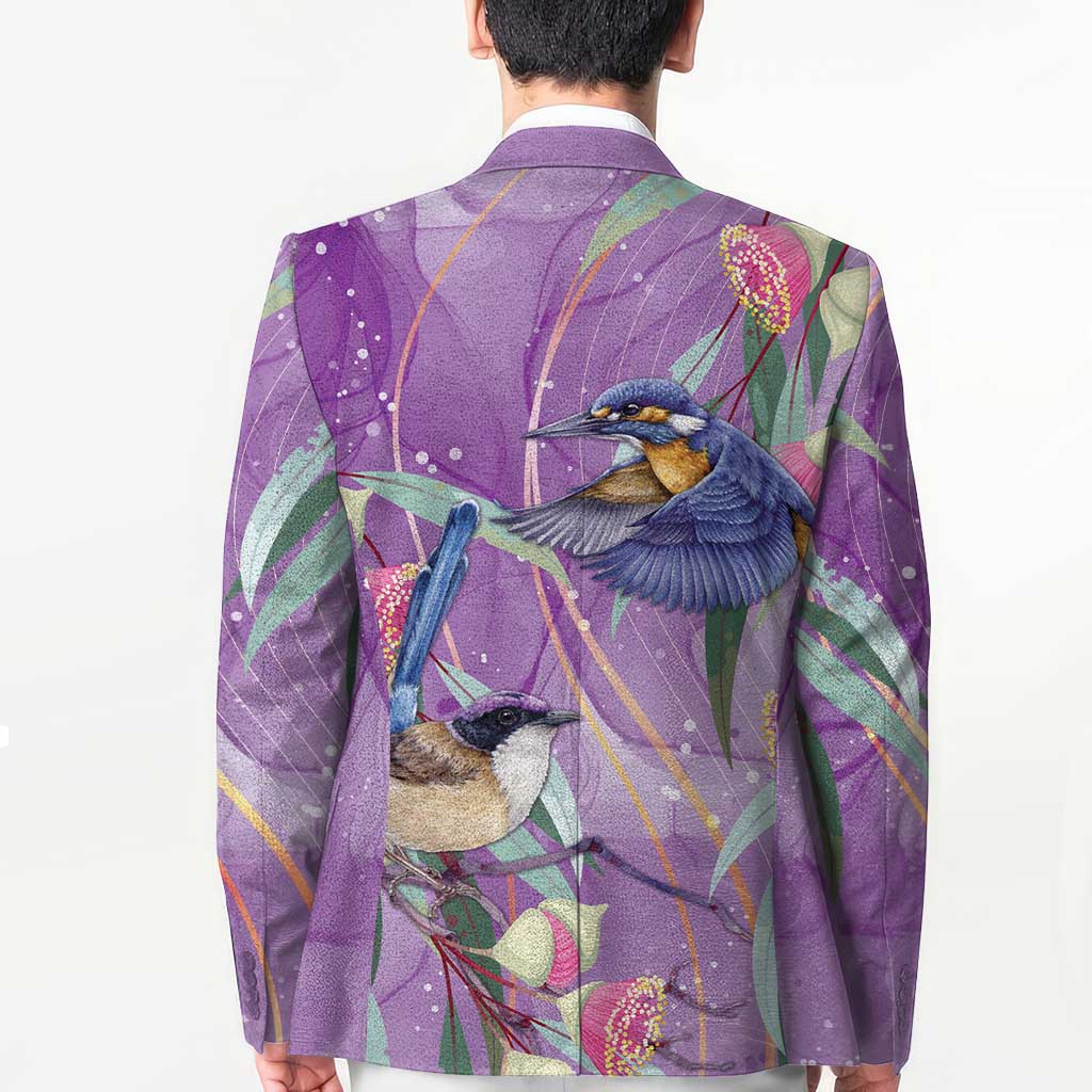 Australia Epilepsy Awareness Blazer Purple Fairy Wren with Eucalyptus Flowers - Aussie Hoodie