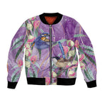 Australia Epilepsy Awareness Bomber Jacket Purple Fairy Wren with Eucalyptus Flowers - Aussie Hoodie