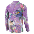 Australia Epilepsy Awareness Button Sweatshirt Purple Fairy Wren with Eucalyptus Flowers - Aussie Hoodie