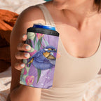 Australia Epilepsy Awareness 4 in 1 Can Cooler Tumbler Purple Fairy Wren with Eucalyptus Flowers - Aussie Hoodie