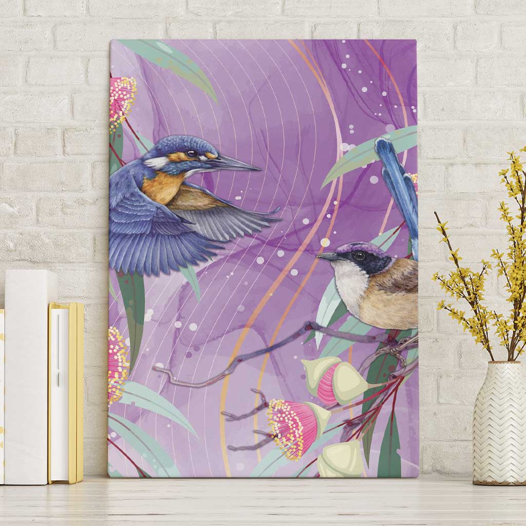 Australia Epilepsy Awareness Canvas Wall Art Purple Fairy Wren with Eucalyptus Flowers - Aussie Hoodie