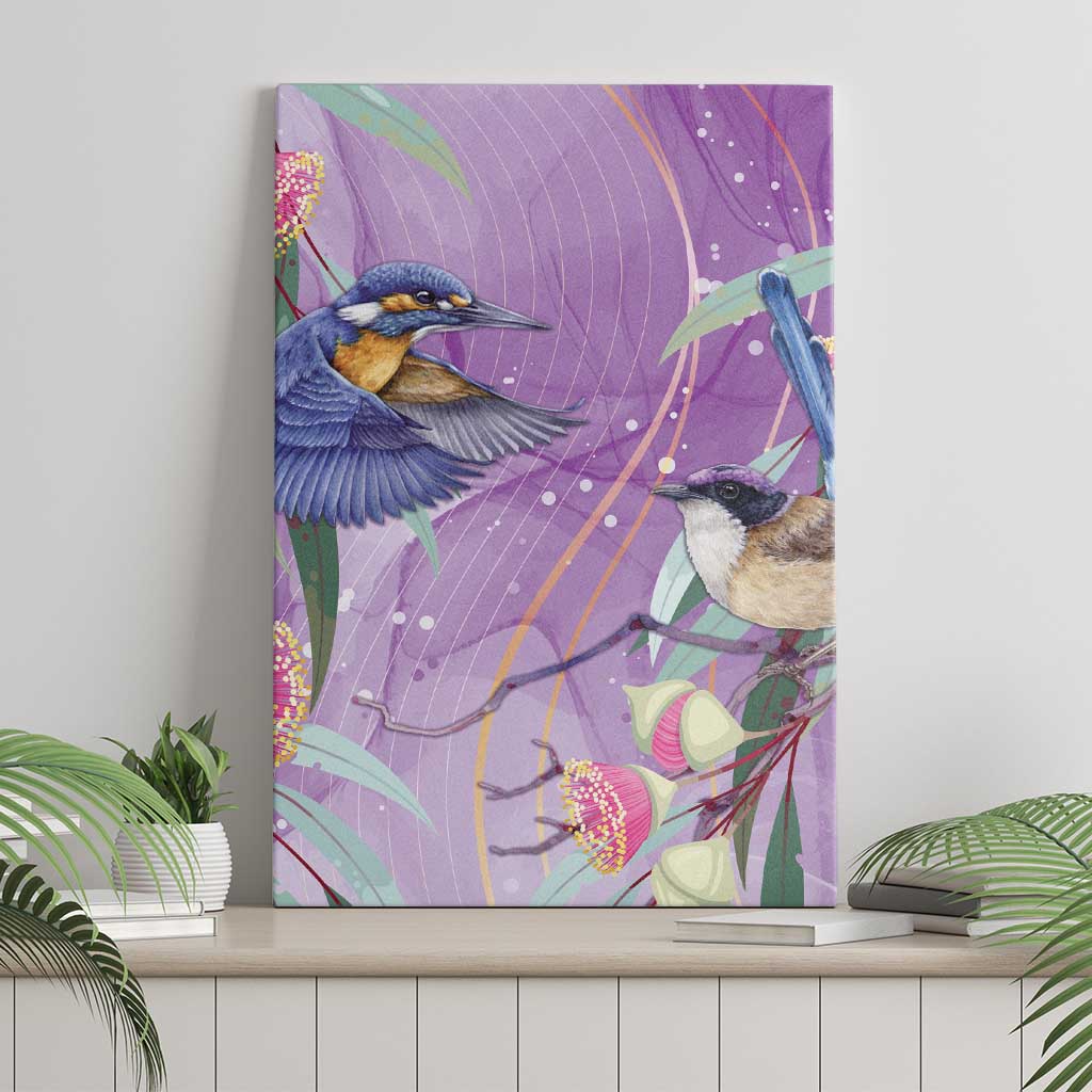 Australia Epilepsy Awareness Canvas Wall Art Purple Fairy Wren with Eucalyptus Flowers - Aussie Hoodie