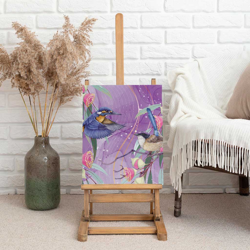 Australia Epilepsy Awareness Canvas Wall Art Purple Fairy Wren with Eucalyptus Flowers - Aussie Hoodie