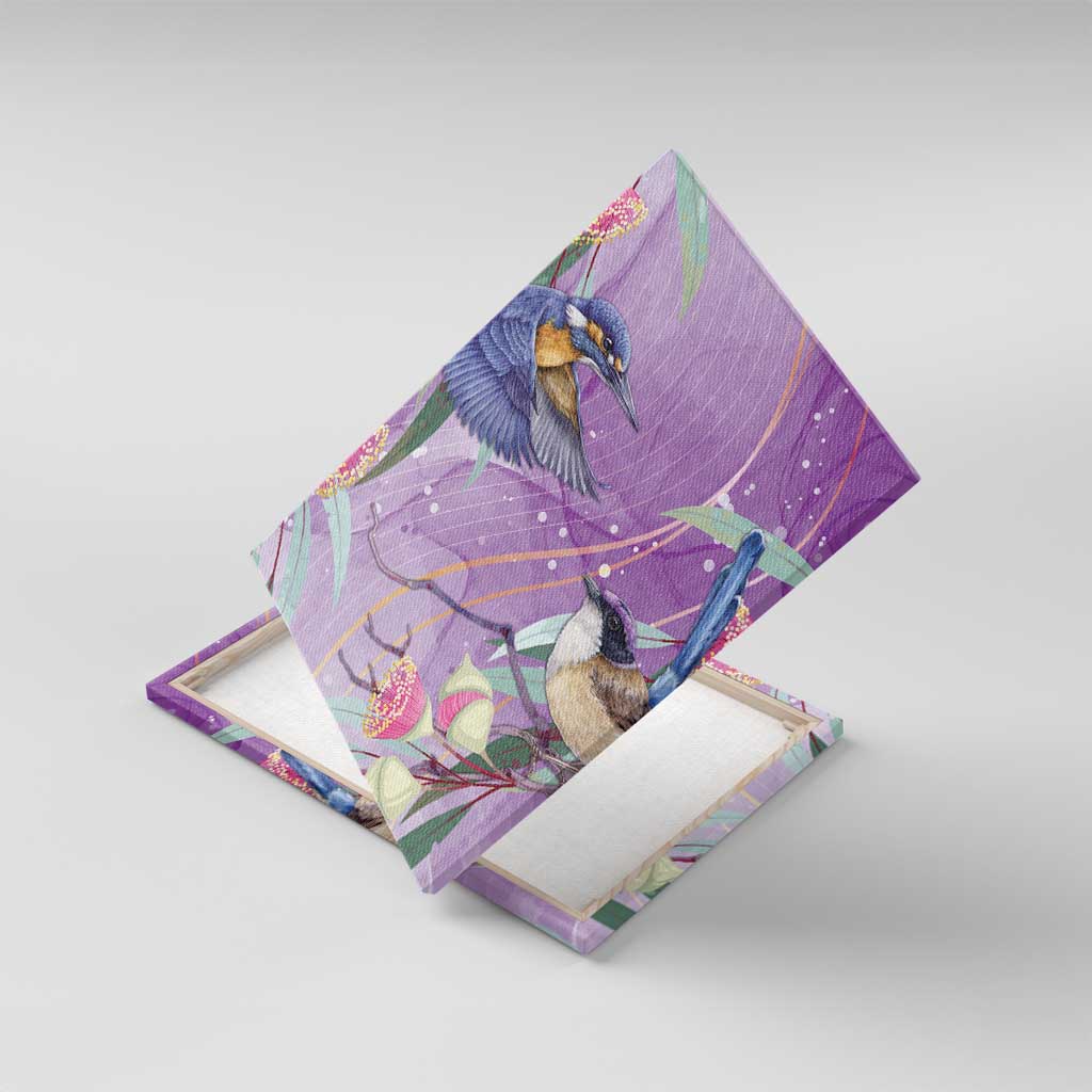 Australia Epilepsy Awareness Canvas Wall Art Purple Fairy Wren with Eucalyptus Flowers - Aussie Hoodie