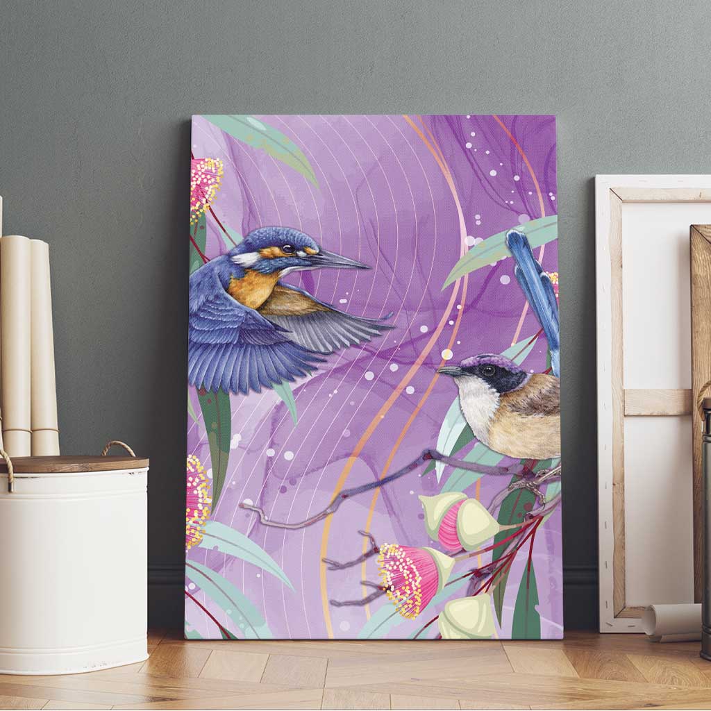 Australia Epilepsy Awareness Canvas Wall Art Purple Fairy Wren with Eucalyptus Flowers - Aussie Hoodie